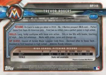 2018 Bowman - Prospects #BP148 Trevor Rogers Back