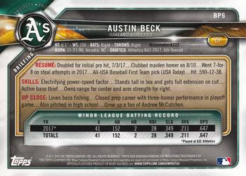 2018 Bowman - Prospects Camo #BP6 Austin Beck Back