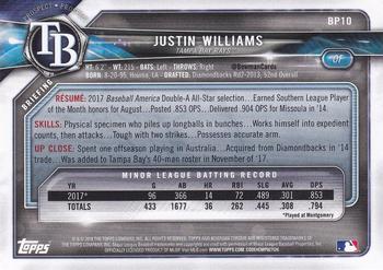 2018 Bowman - Prospects Camo #BP10 Justin Williams Back