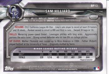 2018 Bowman - Prospects Camo #BP13 Sam Hilliard Back