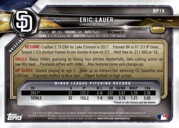 2018 Bowman - Prospects Camo #BP18 Eric Lauer Back