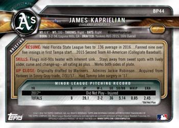 2018 Bowman - Prospects Camo #BP44 James Kaprielian Back