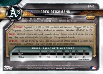 2018 Bowman - Prospects Camo #BP45 Greg Deichmann Back