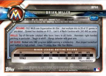 2018 Bowman - Prospects Camo #BP60 Brian Miller Back