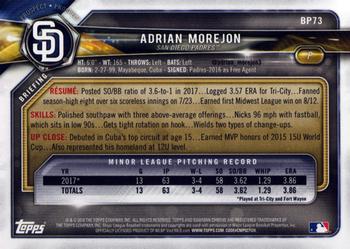 2018 Bowman - Prospects Camo #BP73 Adrian Morejon Back