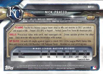 2018 Bowman - Prospects Camo #BP81 Nick Pratto Back
