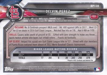 2018 Bowman - Prospects Camo #BP138 Delvin Perez Back