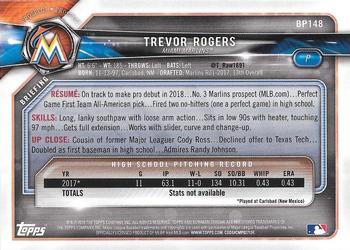 2018 Bowman - Prospects Camo #BP148 Trevor Rogers Back