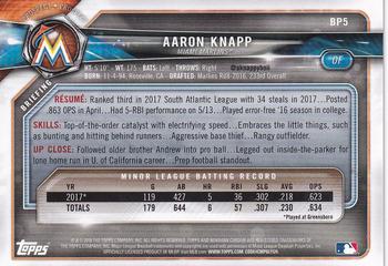2018 Bowman - Prospects Platinum #BP5 Aaron Knapp Back