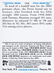 2004 Topps Cracker Jack - Mini Stickers #154 Shannon Stewart Back