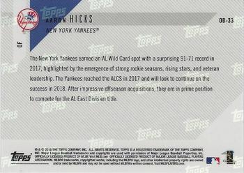 2018 Topps Now Road to Opening Day New York Yankees #OD-33 Aaron Hicks Back