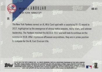 2018 Topps Now Road to Opening Day New York Yankees #OD-41 Miguel Andujar Back