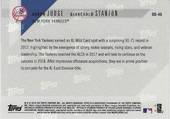 2018 Topps Now Road to Opening Day New York Yankees #OD-46 Aaron Judge/Giancarlo Stanton Back