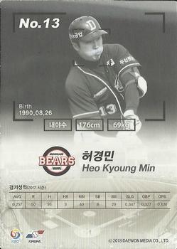 2017 SCC KBO League #SCC-01-DS15/N Kyoung-Min Heo Back