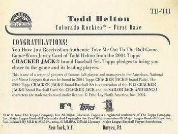 2004 Topps Cracker Jack - Take Me Out To The Ball Game Relics #TB-TH Todd Helton Back