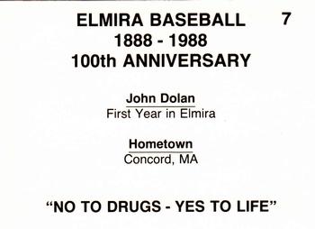 1988 Cain Elmira Pioneers #7 John Dolan Back
