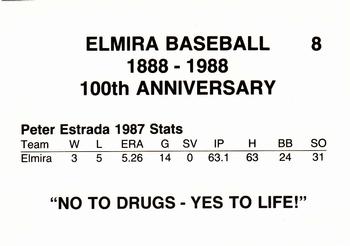 1988 Cain Elmira Pioneers #8 Peter Estrada Back