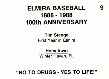 1988 Cain Elmira Pioneers #9 Tim Stange Back