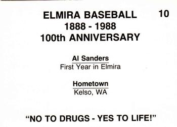1988 Cain Elmira Pioneers #10 Al Sanders Back