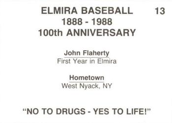 1988 Cain Elmira Pioneers #13 John Flaherty Back