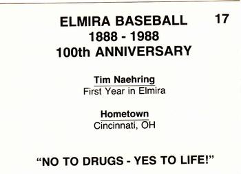 1988 Cain Elmira Pioneers #17 Tim Naehring Back