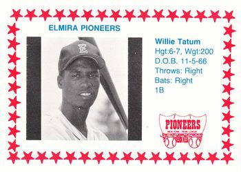 1988 Cain Elmira Pioneers #19 Willie Tatum Front