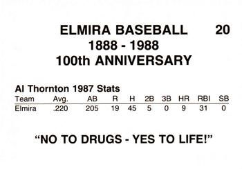 1988 Cain Elmira Pioneers #20 Al Thornton Back