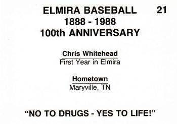 1988 Cain Elmira Pioneers #21 Chris Whitehead Back
