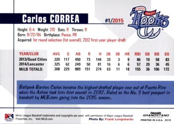 2015 Grandstand Corpus Christi Hooks #NNO Carlos Correa Back