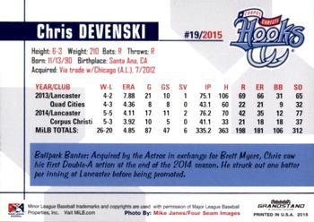 2015 Grandstand Corpus Christi Hooks #NNO Chris Devenski Back
