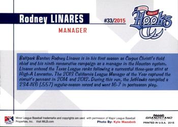 2015 Grandstand Corpus Christi Hooks #NNO Rodney Linares Back