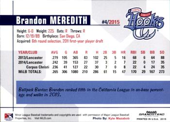 2015 Grandstand Corpus Christi Hooks #NNO Brandon Meredith Back
