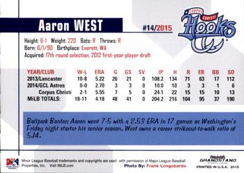 2015 Grandstand Corpus Christi Hooks #NNO Aaron West Back