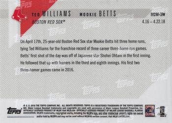 2018 Topps Now Moment of the Week - Gold Winner #MOW-3W Ted Williams / Mookie Betts Back