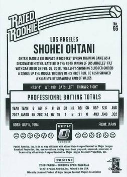 2018 Donruss Optic #56 Shohei Ohtani Back