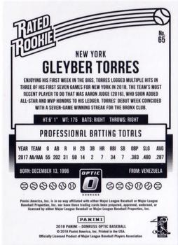 2018 Donruss Optic #65 Gleyber Torres Back
