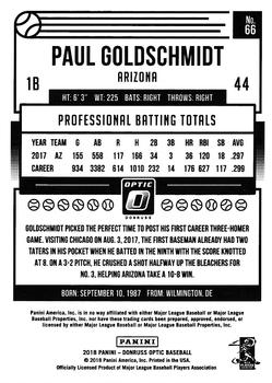 2018 Donruss Optic #66 Paul Goldschmidt Back