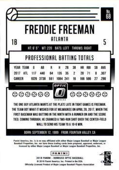 2018 Donruss Optic #68 Freddie Freeman Back