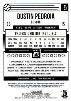 2018 Donruss Optic #72 Dustin Pedroia Back