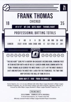 2018 Donruss Optic #81 Frank Thomas Back