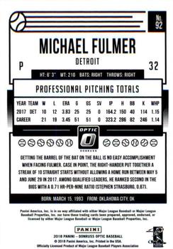 2018 Donruss Optic #92 Michael Fulmer Back
