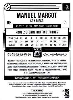2018 Donruss Optic #95 Manuel Margot Back
