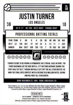 2018 Donruss Optic #98 Justin Turner Back