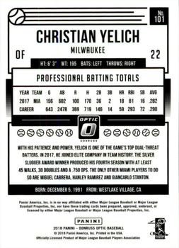2018 Donruss Optic #101 Christian Yelich Back
