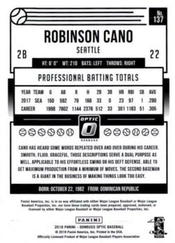 2018 Donruss Optic #137 Robinson Cano Back