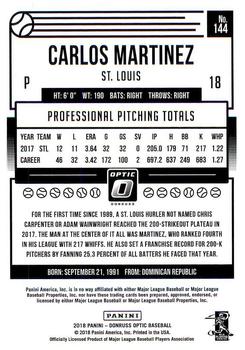 2018 Donruss Optic #144 Carlos Martinez Back