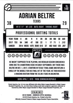 2018 Donruss Optic #148 Adrian Beltre Back