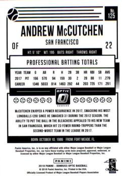 2018 Donruss Optic #125 Andrew McCutchen Back