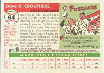 2004 Topps Heritage #64 Dave Crouthers Back