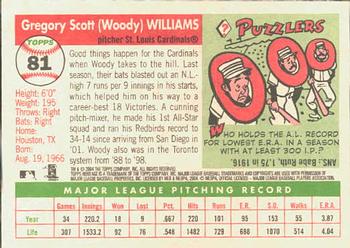 2004 Topps Heritage #81 Woody Williams Back